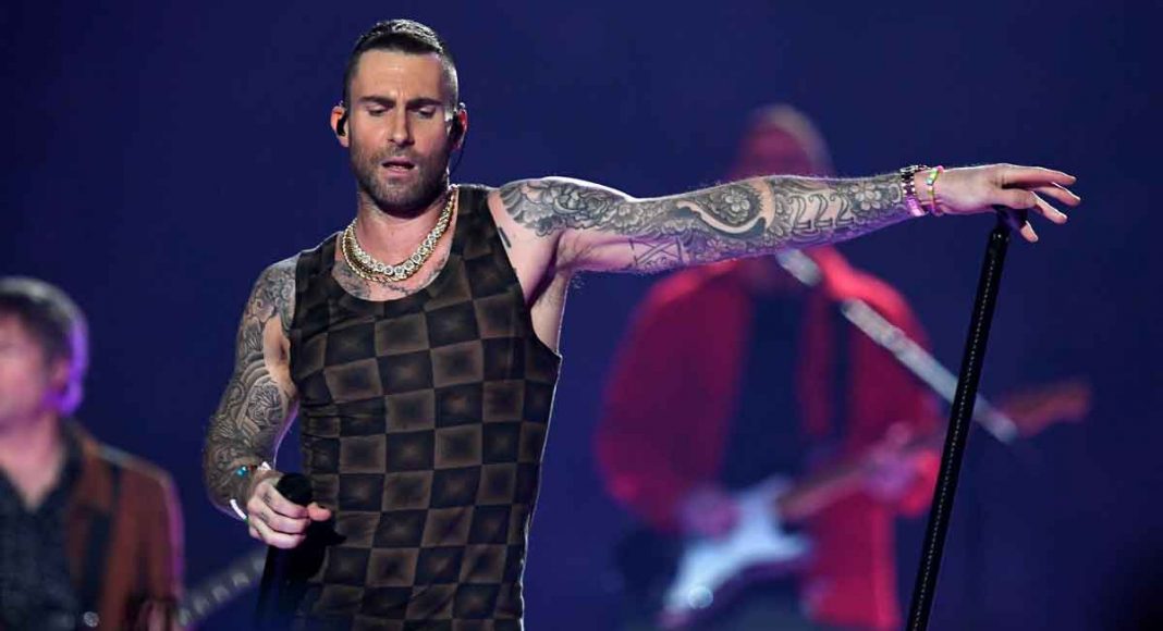 Let's Discuss Adam Levine's Furniture-Inspired Tanktop Instead Of The Boring Super Bowl